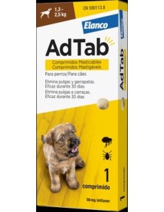 AdTab Comprimido Masticable Antiparasitarios Perros 1,3 - 2,5 Kg.