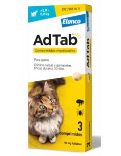 AdTab Comprimido Masticable Antiparasitarios Gatos 2 - 8 Kg.